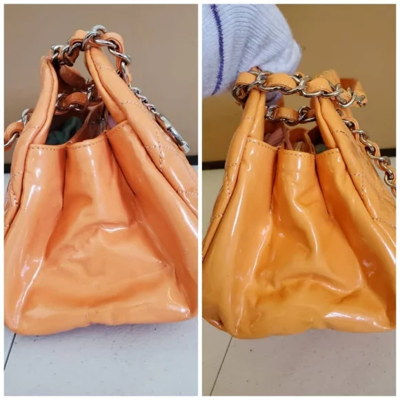 CHANEL Orange Patent Mademoiselle Bowling … - Picture 9 of 14